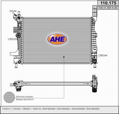 AHE 110.175 - Радіатор, охолодження двигуна autozip.com.ua