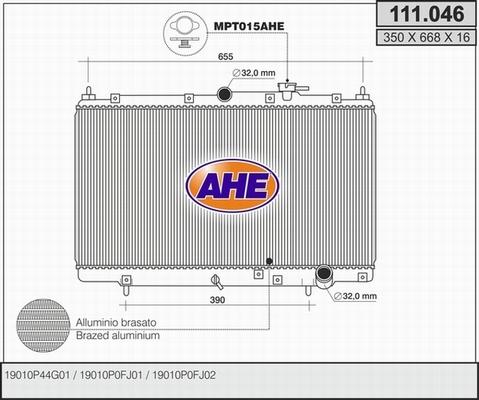 AHE 111.046 - Радіатор, охолодження двигуна autozip.com.ua