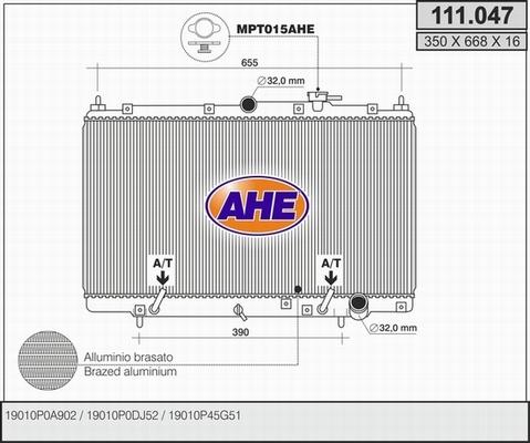 AHE 111.047 - Радіатор, охолодження двигуна autozip.com.ua