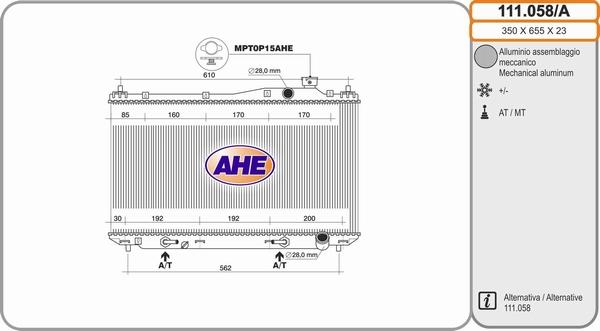 AHE 111.058/A - Радіатор, охолодження двигуна autozip.com.ua