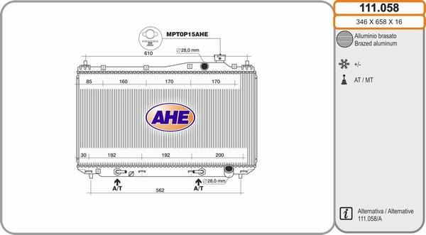 AHE 111.058 - Радіатор, охолодження двигуна autozip.com.ua