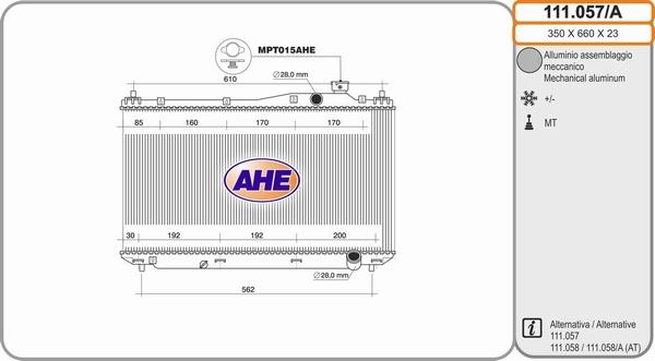 AHE 111.057/A - Радіатор, охолодження двигуна autozip.com.ua