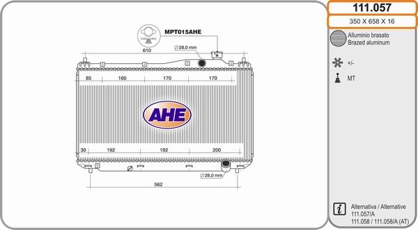 AHE 111.057 - Радіатор, охолодження двигуна autozip.com.ua