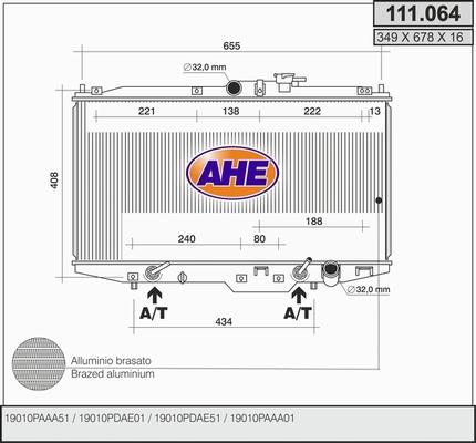 AHE 111.064 - Радіатор, охолодження двигуна autozip.com.ua