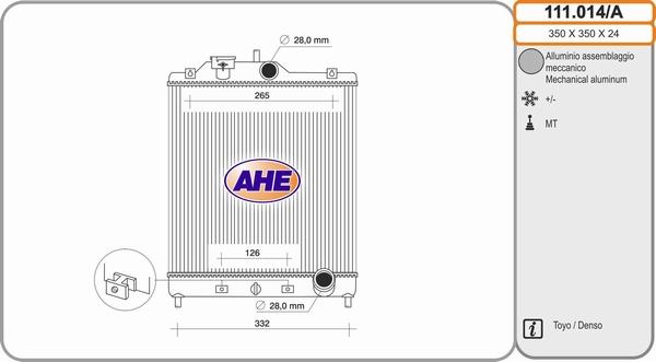 AHE 111.014/A - Радіатор, охолодження двигуна autozip.com.ua