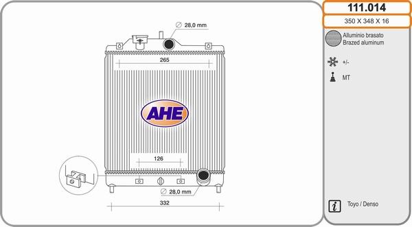 AHE 111.014 - Радіатор, охолодження двигуна autozip.com.ua