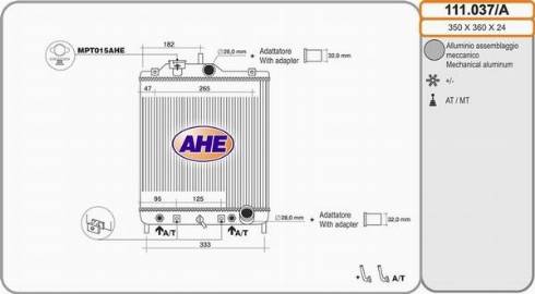 AHE 111.037/A - Радіатор, охолодження двигуна autozip.com.ua