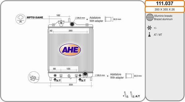 AHE 111.037 - Радіатор, охолодження двигуна autozip.com.ua