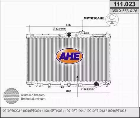 AHE 111.023 - Радіатор, охолодження двигуна autozip.com.ua