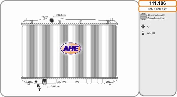 AHE 111.106 - Радіатор, охолодження двигуна autozip.com.ua