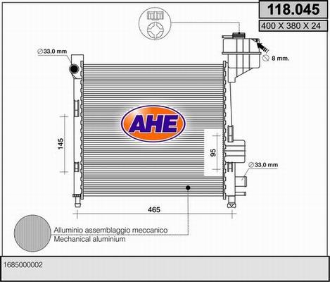 AHE 118.045 - Радіатор, охолодження двигуна autozip.com.ua