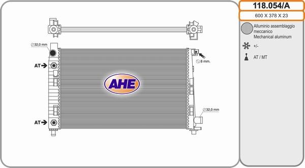 AHE 118.054/A - Радіатор, охолодження двигуна autozip.com.ua