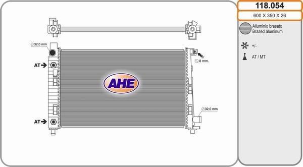 AHE 118.054 - Радіатор, охолодження двигуна autozip.com.ua