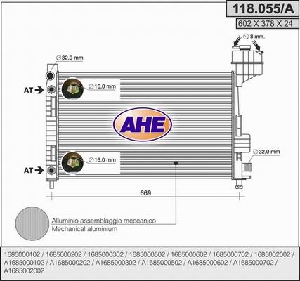 AHE 118.055/A - Радіатор, охолодження двигуна autozip.com.ua