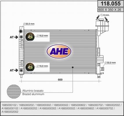 AHE 118.055 - Радіатор, охолодження двигуна autozip.com.ua