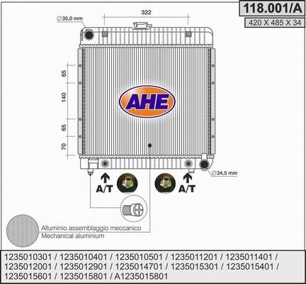 AHE 118.001/A - Радіатор, охолодження двигуна autozip.com.ua