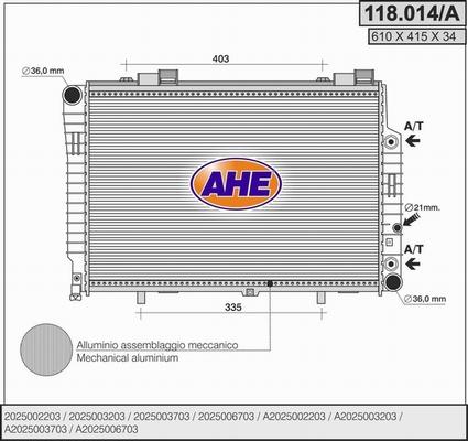 AHE 118.014/A - Радіатор, охолодження двигуна autozip.com.ua