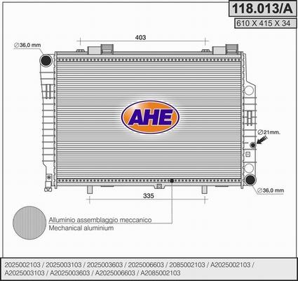 AHE 118.013/A - Радіатор, охолодження двигуна autozip.com.ua