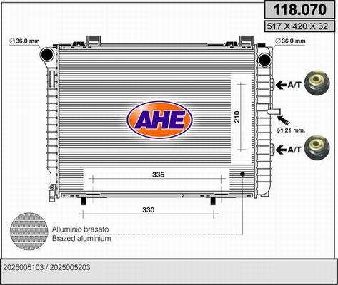 AHE 118.070 - Радіатор, охолодження двигуна autozip.com.ua