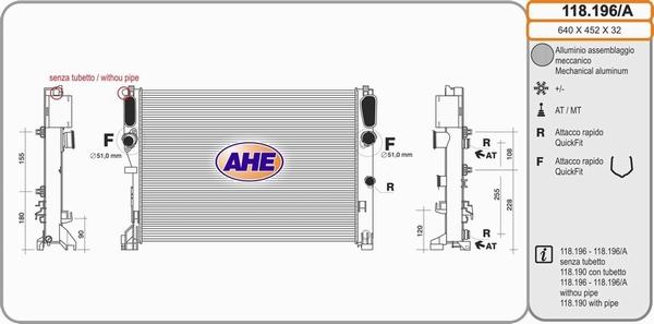 AHE 118.196/A - Радіатор, охолодження двигуна autozip.com.ua