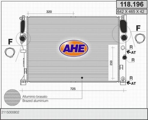 AHE 118.196 - Радіатор, охолодження двигуна autozip.com.ua