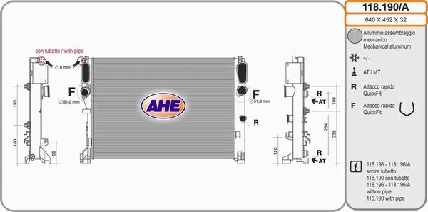 AHE 118.190/A - Радіатор, охолодження двигуна autozip.com.ua