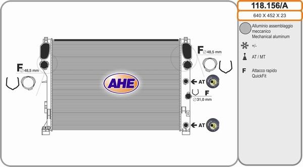 AHE 118.156/A - Радіатор, охолодження двигуна autozip.com.ua