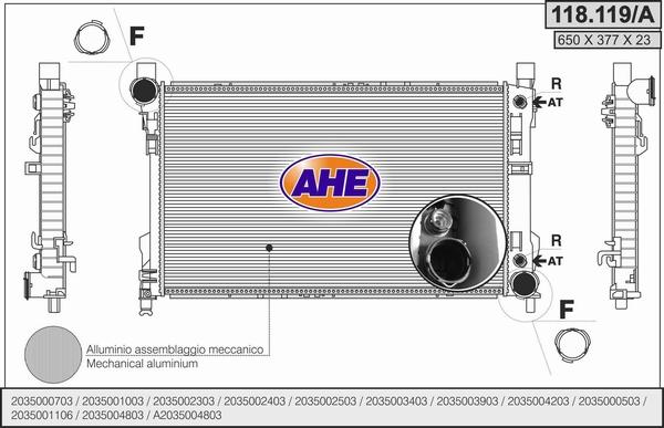 AHE 118.119/A - Радіатор, охолодження двигуна autozip.com.ua