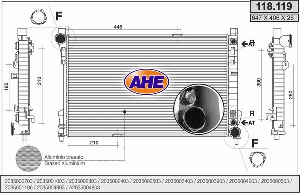 AHE 118.119 - Радіатор, охолодження двигуна autozip.com.ua