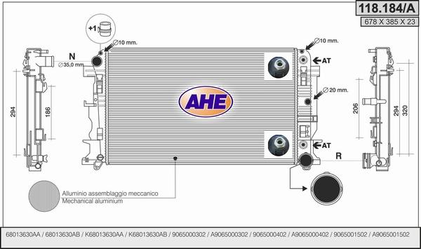 AHE 118.184/A - Радіатор, охолодження двигуна autozip.com.ua