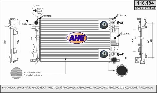AHE 118.184 - Радіатор, охолодження двигуна autozip.com.ua