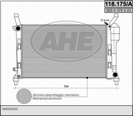 AHE 118.175/A - Радіатор, охолодження двигуна autozip.com.ua