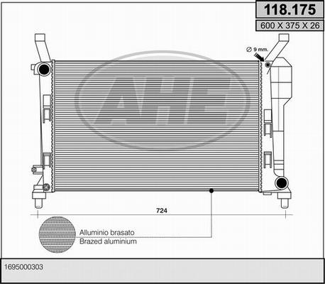 AHE 118.175 - Радіатор, охолодження двигуна autozip.com.ua