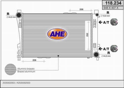 AHE 118.234 - Радіатор, охолодження двигуна autozip.com.ua