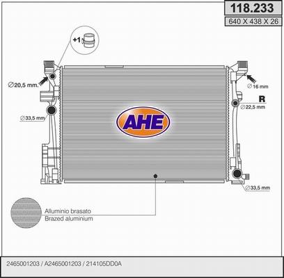 AHE 118.233 - Радіатор, охолодження двигуна autozip.com.ua