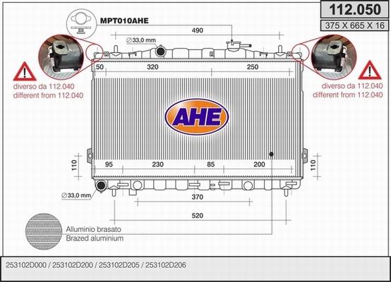AHE 112.050 - Радіатор, охолодження двигуна autozip.com.ua