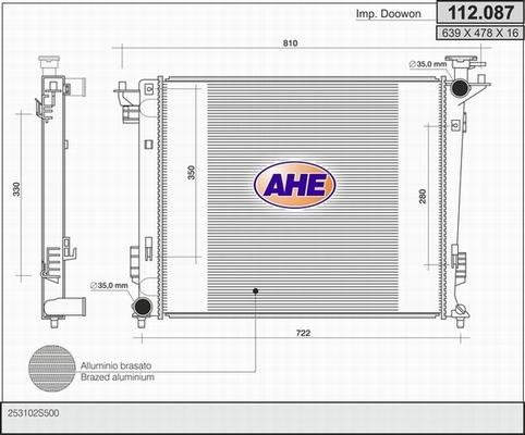 AHE 112.087 - Радіатор, охолодження двигуна autozip.com.ua