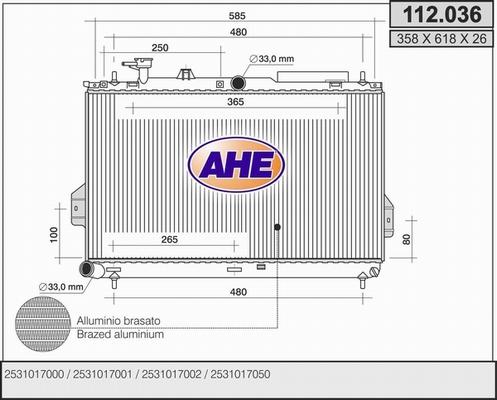 AHE 112.036 - Радіатор, охолодження двигуна autozip.com.ua