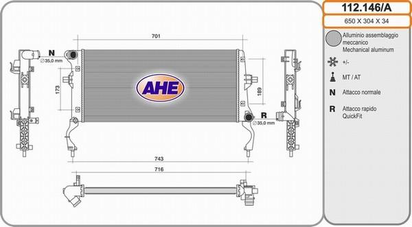 AHE 112.146/A - Радіатор, охолодження двигуна autozip.com.ua