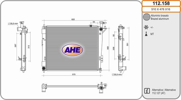 AHE 112.158 - Радіатор, охолодження двигуна autozip.com.ua