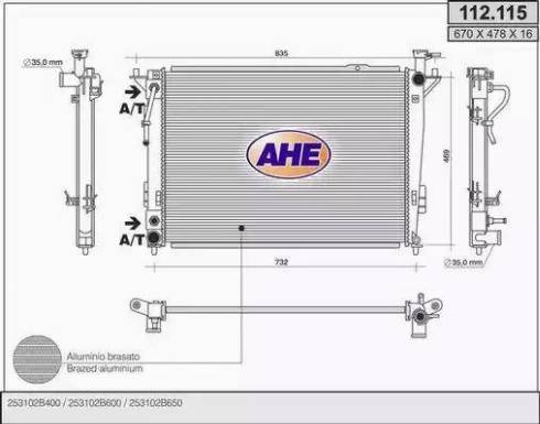 AHE 112.115 - Радіатор, охолодження двигуна autozip.com.ua