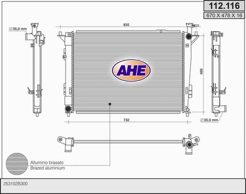 AHE 112.116 - Радіатор, охолодження двигуна autozip.com.ua