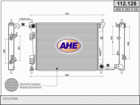 AHE 112.128 - Радіатор, охолодження двигуна autozip.com.ua