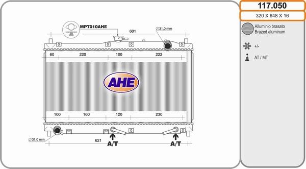 AHE 117.050 - Радіатор, охолодження двигуна autozip.com.ua