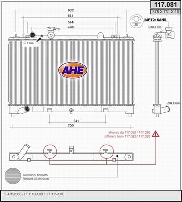 AHE 117.081 - Радіатор, охолодження двигуна autozip.com.ua