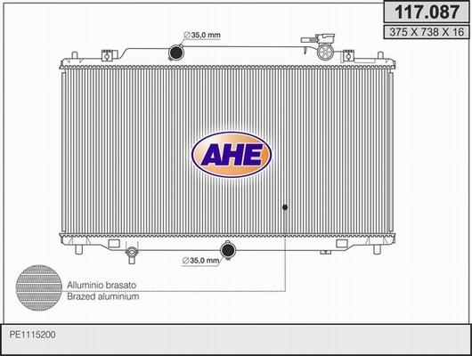 AHE 117.087 - Радіатор, охолодження двигуна autozip.com.ua