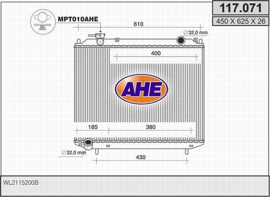 AHE 117.071 - Радіатор, охолодження двигуна autozip.com.ua