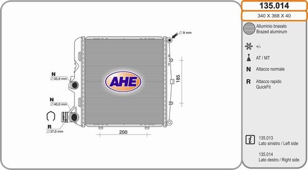 AHE 135.014 - Радіатор, охолодження двигуна autozip.com.ua