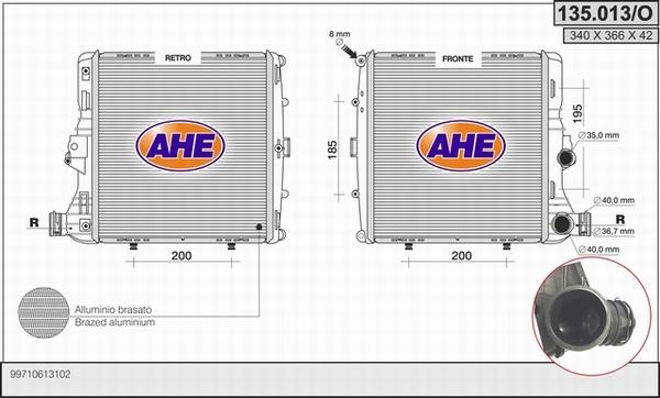 AHE 135.013/O - Радіатор, охолодження двигуна autozip.com.ua