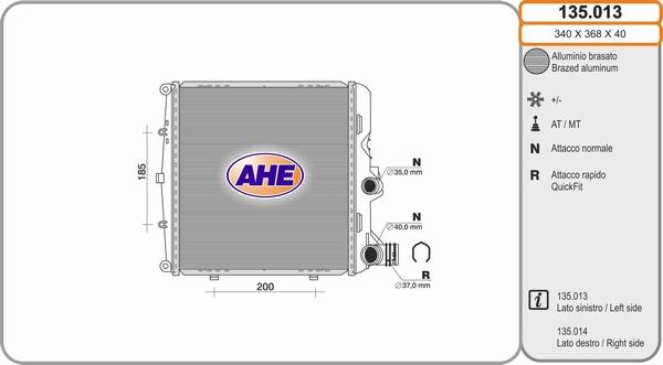 AHE 135.013 - Радіатор, охолодження двигуна autozip.com.ua